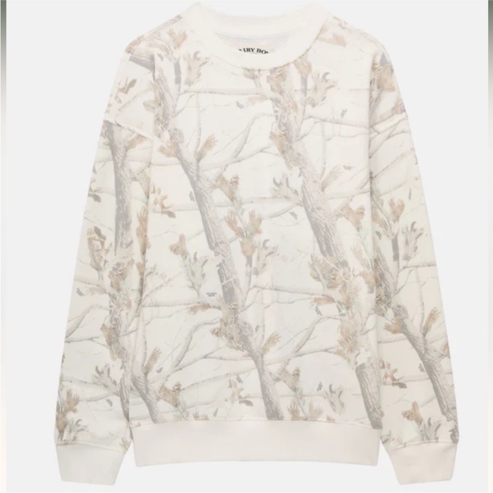 Dairy Boy Woodland Camo Oversized Crewneck White and Gray Sweatshirt, Size S